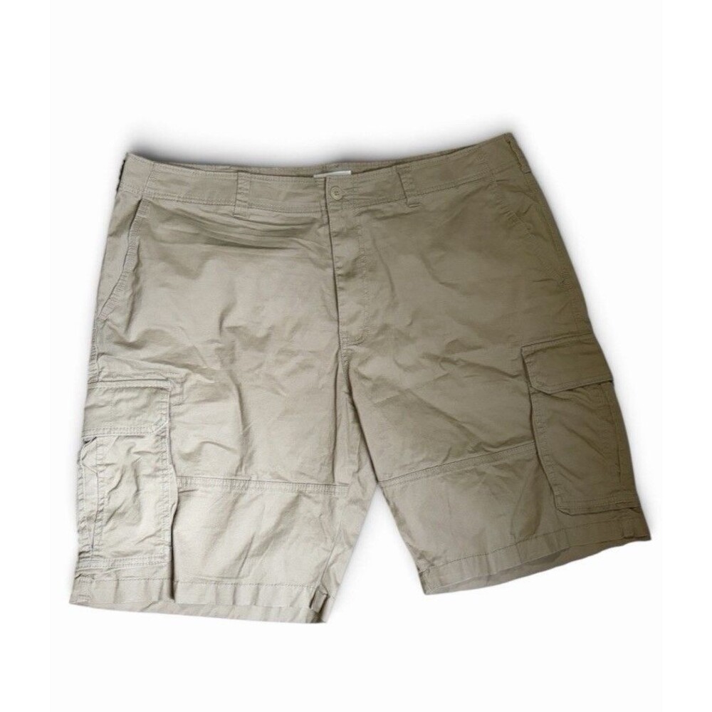 Goodfellow & Co Men's Beige Cargo Shorts Cotton Canvas Flat Front Big & Tall 42